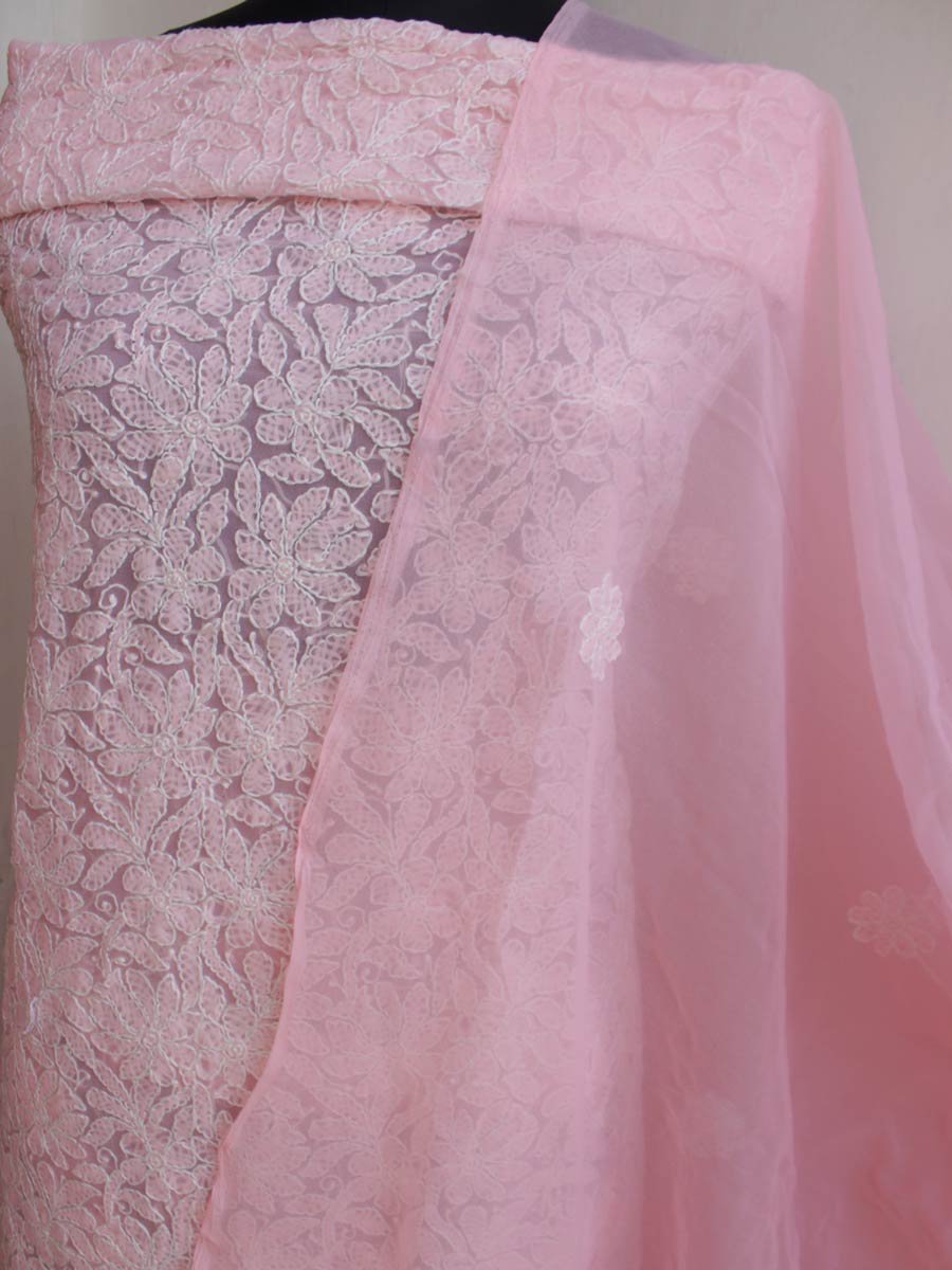 Pastel-Peach-georgette-chikankari-ladies-suit Pastel-Peach-georgette-chikankari-ladies-suit at Shilphaat.com