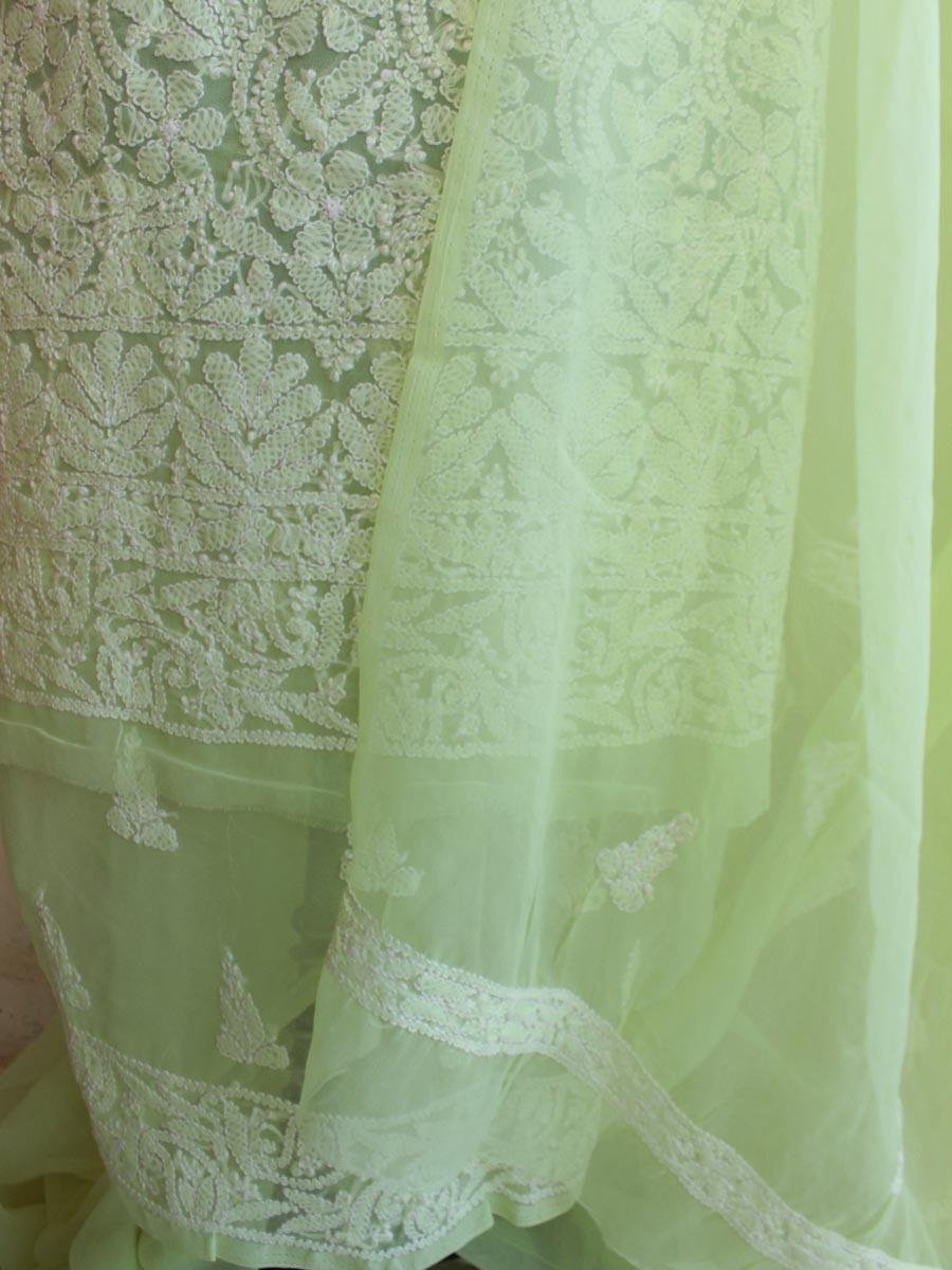 mindaro-Yellow-georgette-chikankari-lucknowi-suit mindaro-Yellow-georgette-chikankari-lucknowi-suit at Shilphaat.com