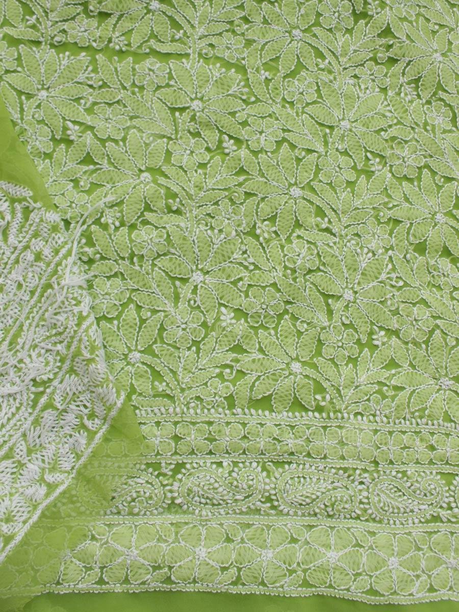 Apple-Green-georgette-chikankari-lucknowi-suit Apple-Green-georgette-chikankari-lucknowi-suit at Shilphaat.com