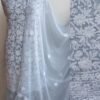 Light-Gray-resham-chikankari-3pc-dress-material at Shilphaat.com