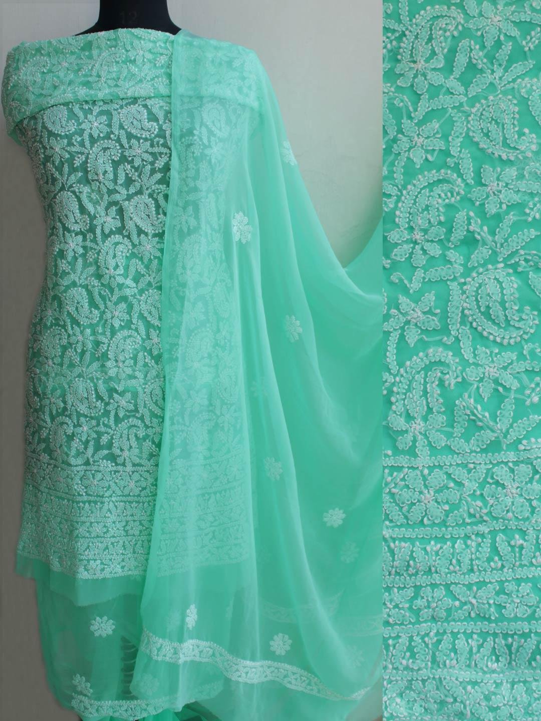 jadeite-green-georgette-chikankari-dress-material jadeite-green-georgette-chikankari-dress-material at Shilphaat.com