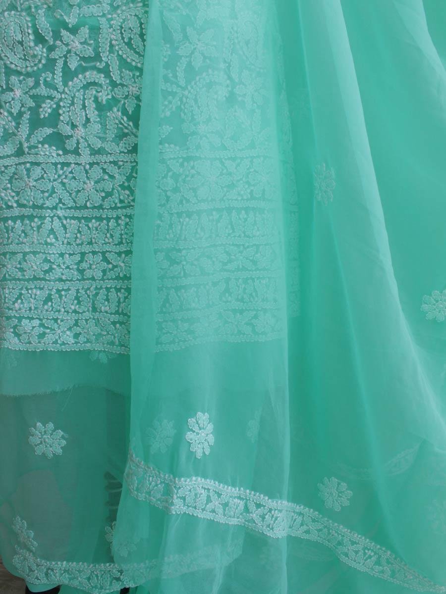 jadeite-green--georgette-chikankari-lucknowi-suit jadeite-green--georgette-chikankari-lucknowi-suit at Shilphaat.com