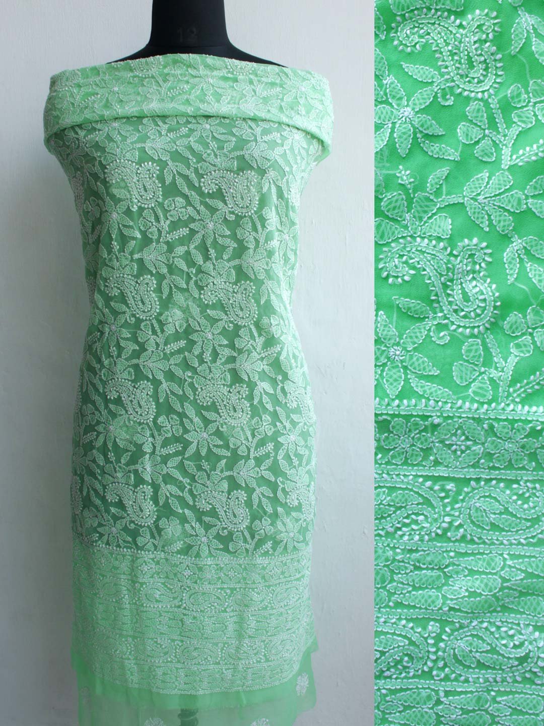 Seafoam-Green-georgette-chikankari-kurta-fabric Seafoam-Green-georgette-chikankari-kurta-fabric at Shilphaat.com
