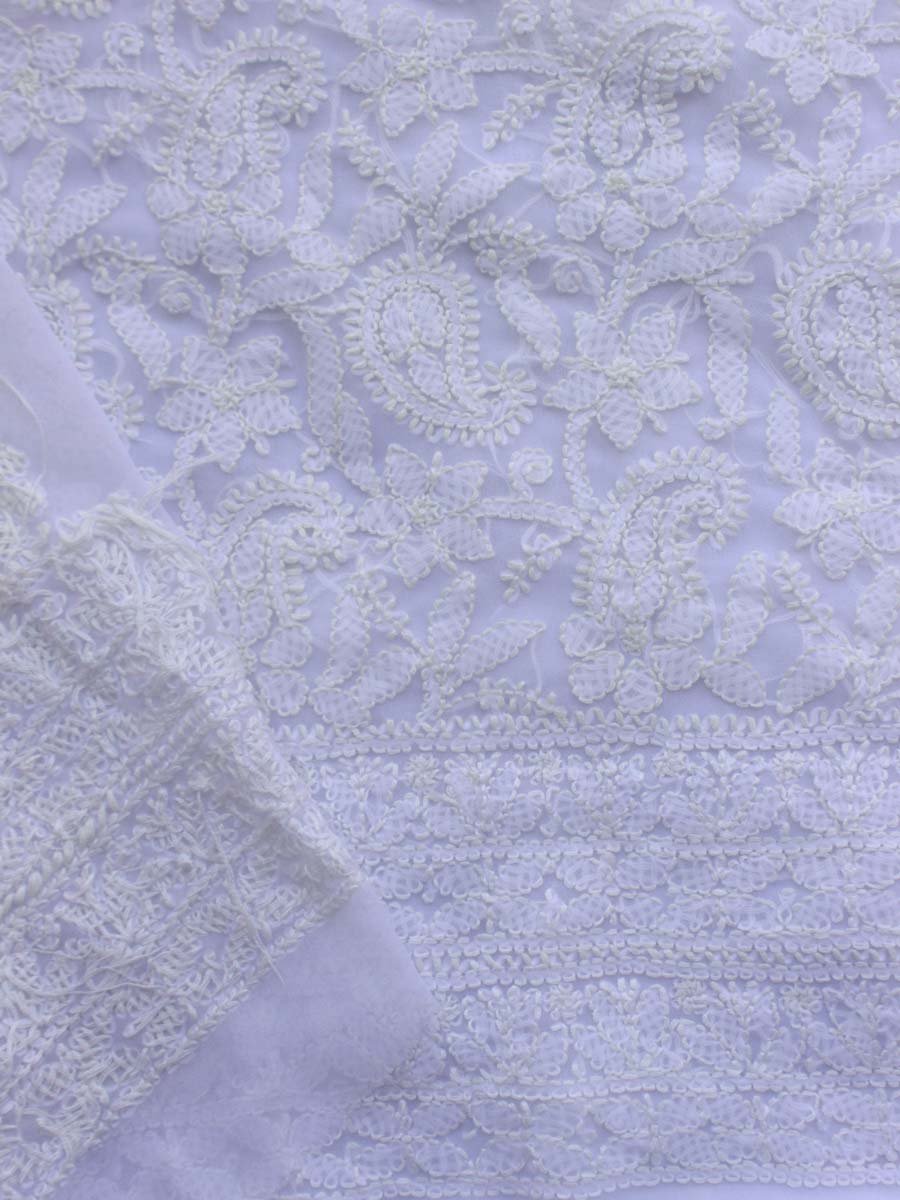 White--chikankari-georgette-lucknowi-suit White--chikankari-georgette-lucknowi-suit at Shilphaat.com