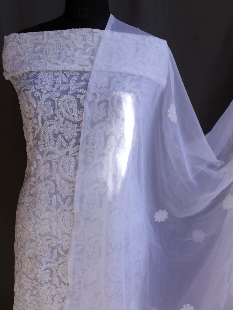 White-georgette-chikankari--3pc-ladies-suit White-georgette-chikankari--3pc-ladies-suit at Shilphaat.com