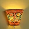 Floral-Black-Tholu-Bommalata-leather-wall-lamp at Shilphaat.com