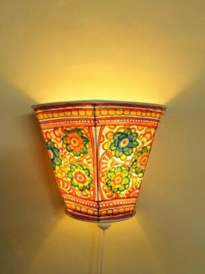 Floral-Multicolour-Tholu-Bommalata-wall-lamp at Shilphaat.com
