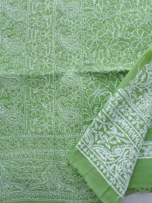 Leaf-green-jaal-chikankari-cotton-lucknowi-suit at Shilphaat.com