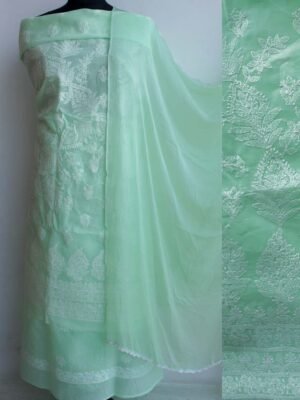 mint-green-cotton-chikankari-buta-dress-material at Shilphaat.com