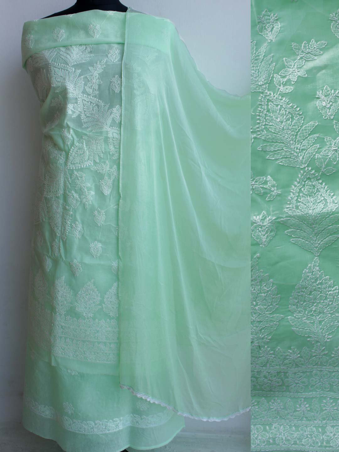 mint-green-cotton-chikankari-buta-dress-material mint-green-cotton-chikankari-buta-dress-material at Shilphaat.com