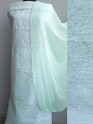 Latte-Green-jaal-chikankari-cotton-dress-material at Shilphaat.com