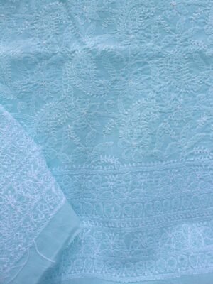 Powder-Blue-jaal-chikankari-cotton-lucknowi-suit at Shilphaat.com