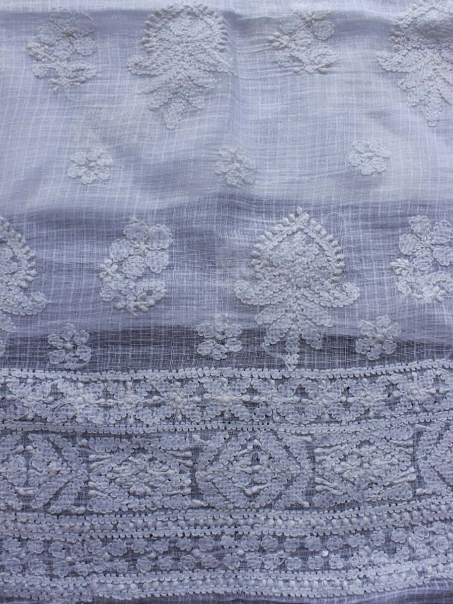 White-Kota-doria-chikankri-ladies-kurta-fabric White-Kota-doria-chikankri-ladies-kurta-fabric at Shilphaat.com