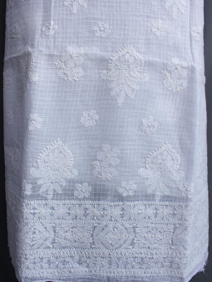 White-Kota-doria-cotton-chikankari-kurta-fabric White-Kota-doria-cotton-chikankari-kurta-fabric at Shilphaat