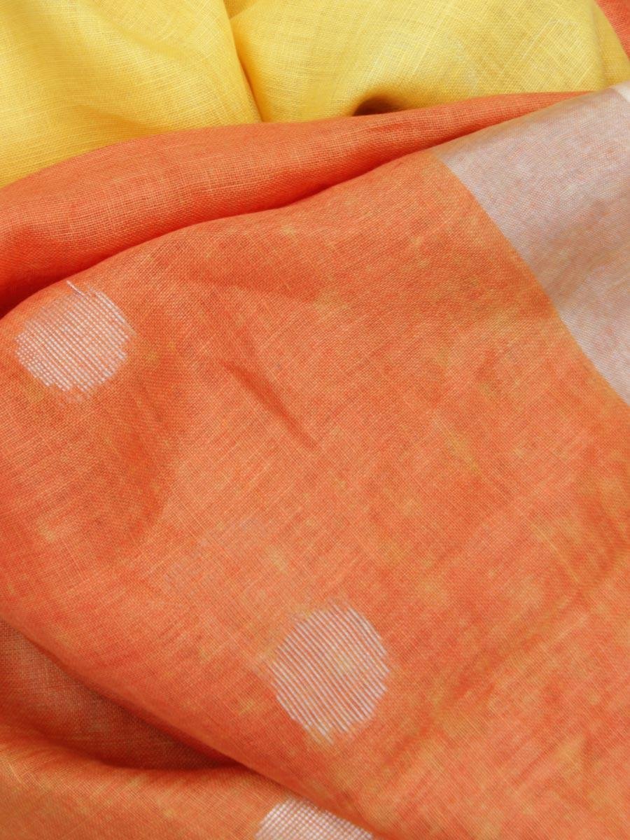 Rust-Orange-Silver-zari-pure-linen-sari Rust-Orange-Silver-zari-pure-linen-sari