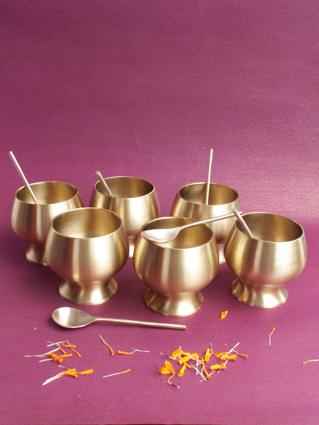 Handcrafted-premium-set-of-6-brass-dessert-bowl-and-spoon-pair Handcrafted-premium-set-of-6-brass-dessert-bowl-and-spoon-pair at Shilphaat.com