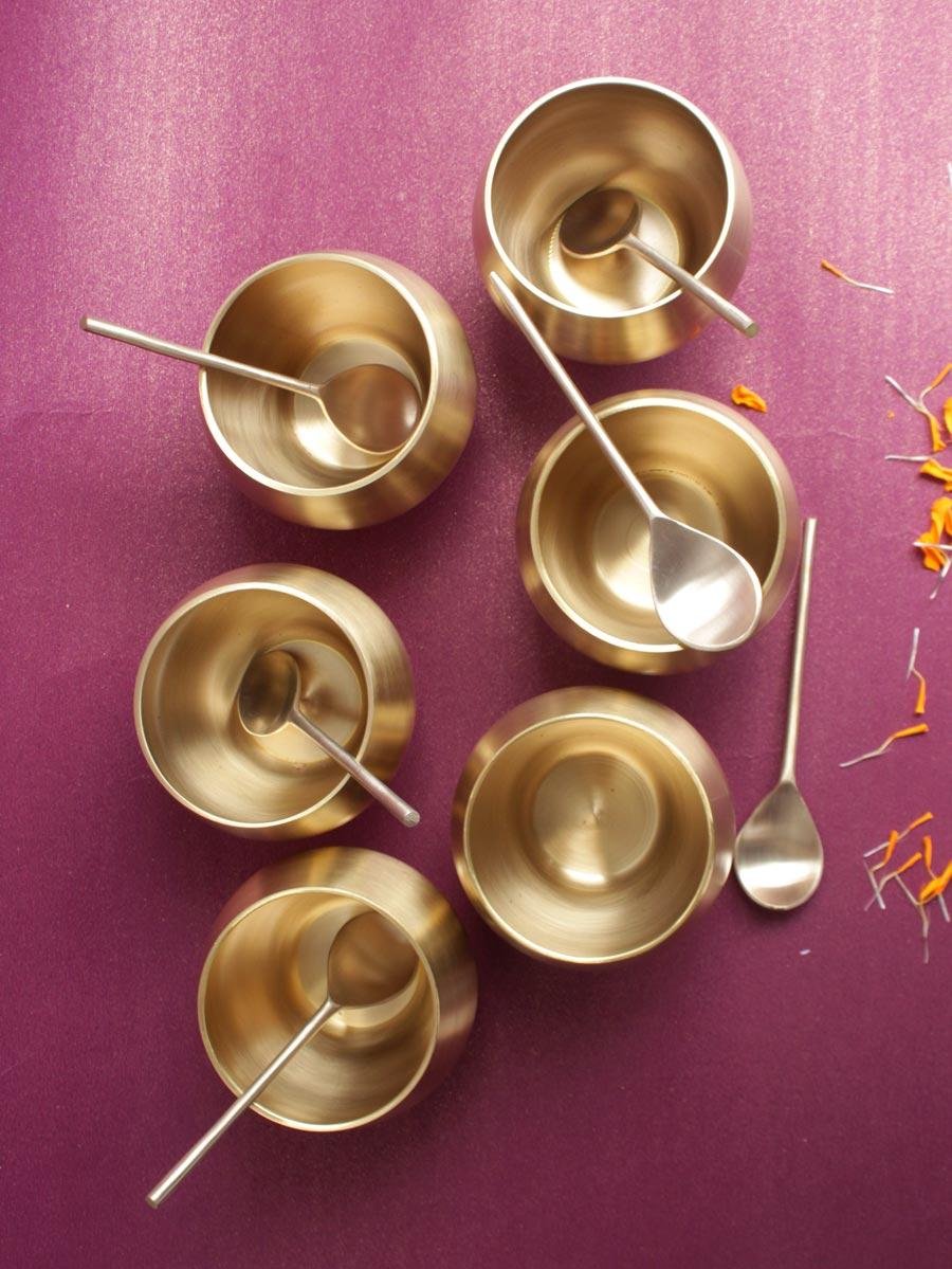 handcrafted-6-traditional-brass-dessert-bowl-and-spoon handcrafted-6-traditional-brass-dessert-bowl-and-spoon at Shilphaat.com