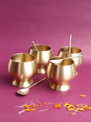 handcrafted-set-of-4-brass-dessert-bowl-and-spoon-pair at Shilphaat.com
