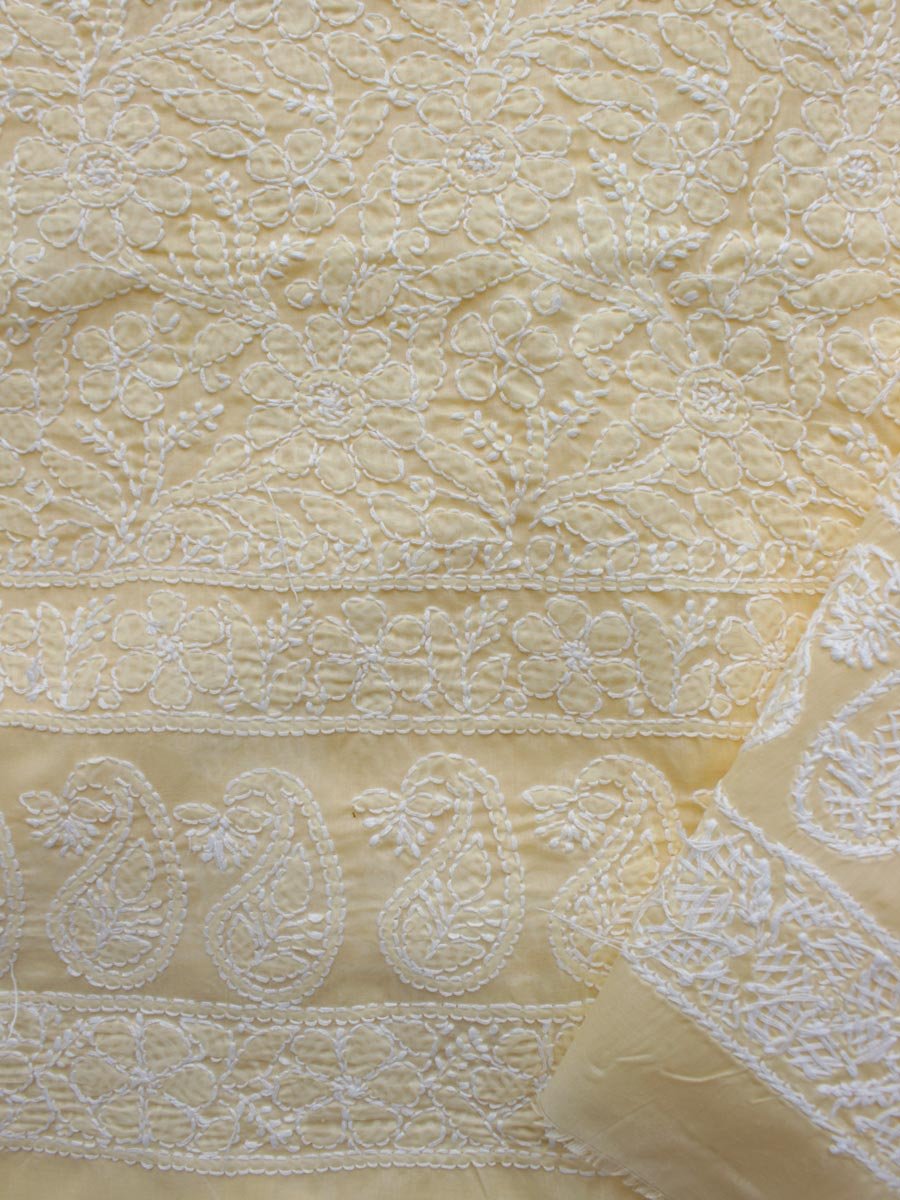 Butter-Yellow-chikankari-cotton-lucknowi-suit Butter-Yellow-chikankari-cotton-lucknowi-suit at Shilphaat.com