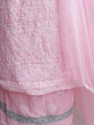 Light-Pink-jaal-chikankari-cotton-3pc-lucknowi-suit-suit at old.shilphaat.com