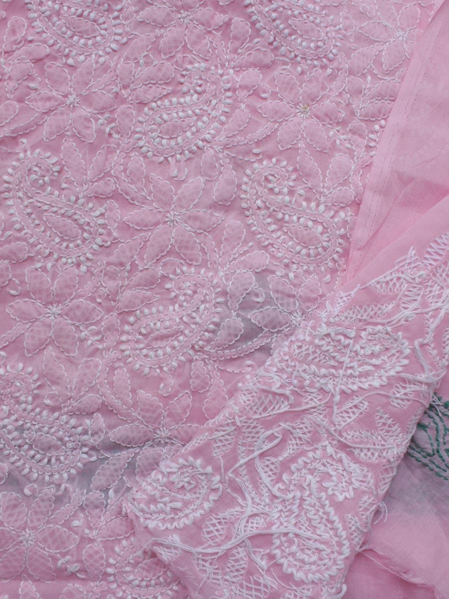 Light-Pink-jaal-chikankari-cotton-lucknowi-suit Light-Pink-jaal-chikankari-cotton-lucknowi-suit at Shilphaat.com