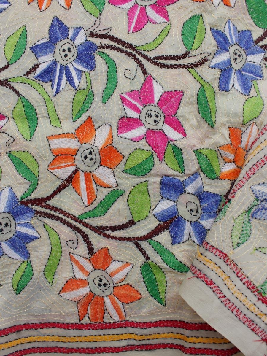 Multicolour-Flowers-Nakshi-kanthawork-silk-dupatta Multicolour-Flowers-Nakshi-kanthawork-silk-dupatta at Shilphaat.com