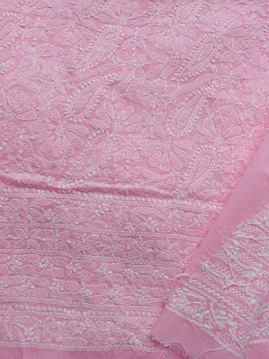 Rose-Pink-chikankari-cotton-lucknowi-suit Rose-Pink-chikankari-cotton-lucknowi-suit at Shilphaat.com