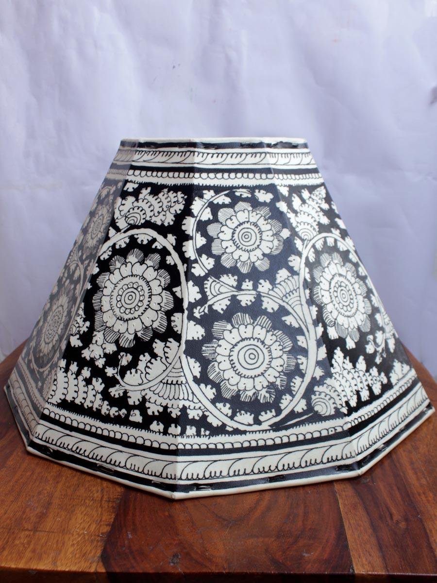 Big-Black-and-white-Leather-Lampshade Big-Black-and-white-Leather-Lampshade at Shilphaat.com