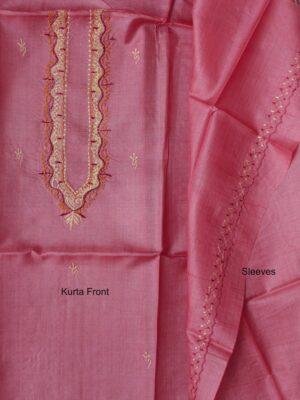Flamingo-Pink-Mens-pure-silk-kurta-fabric at old.shilphaat.com