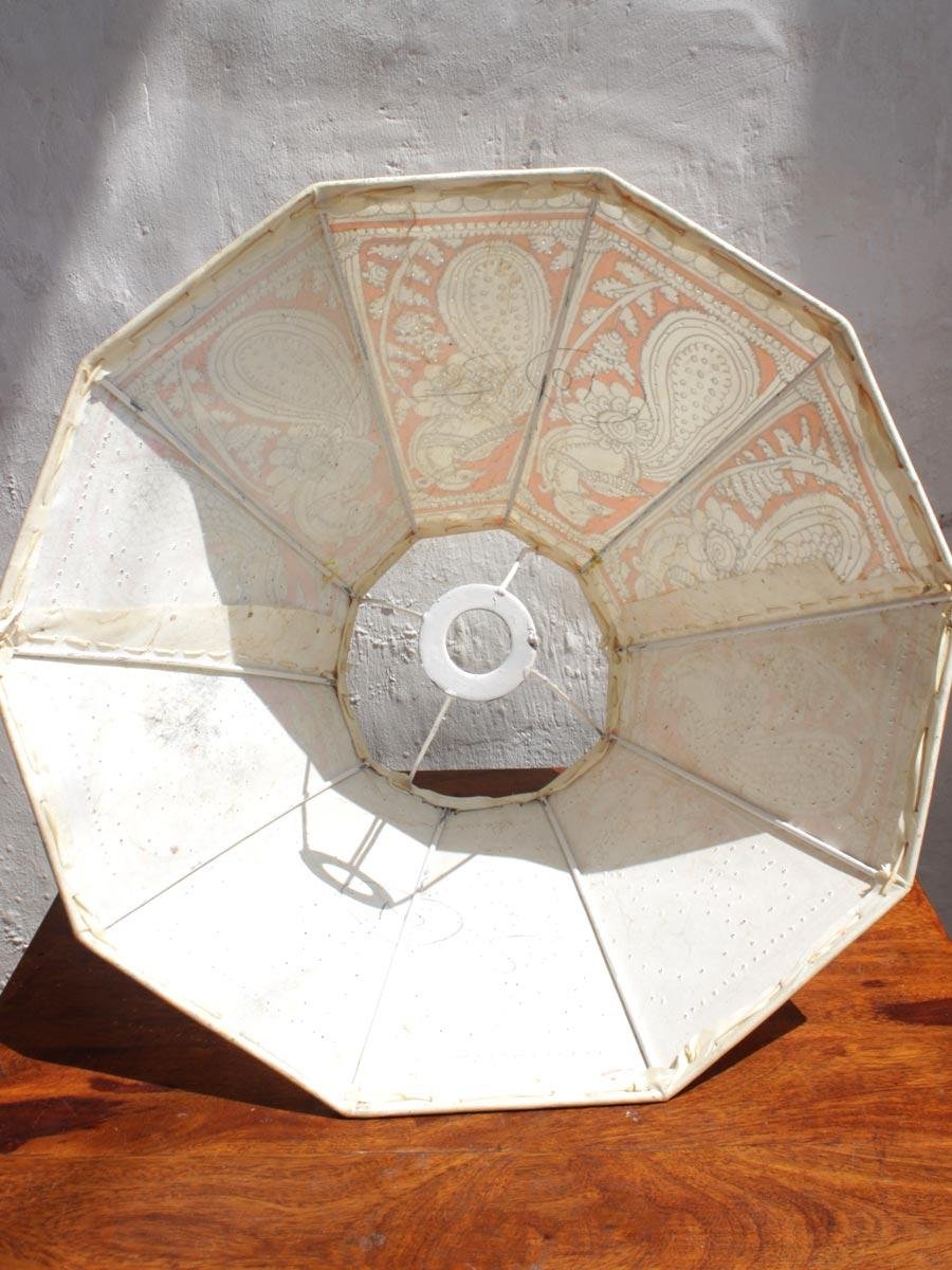 Orange-and-White-Handmade-Leather-Lampshade Orange-and-White-Handmade-Leather-Lampshade at Shilphaat.com
