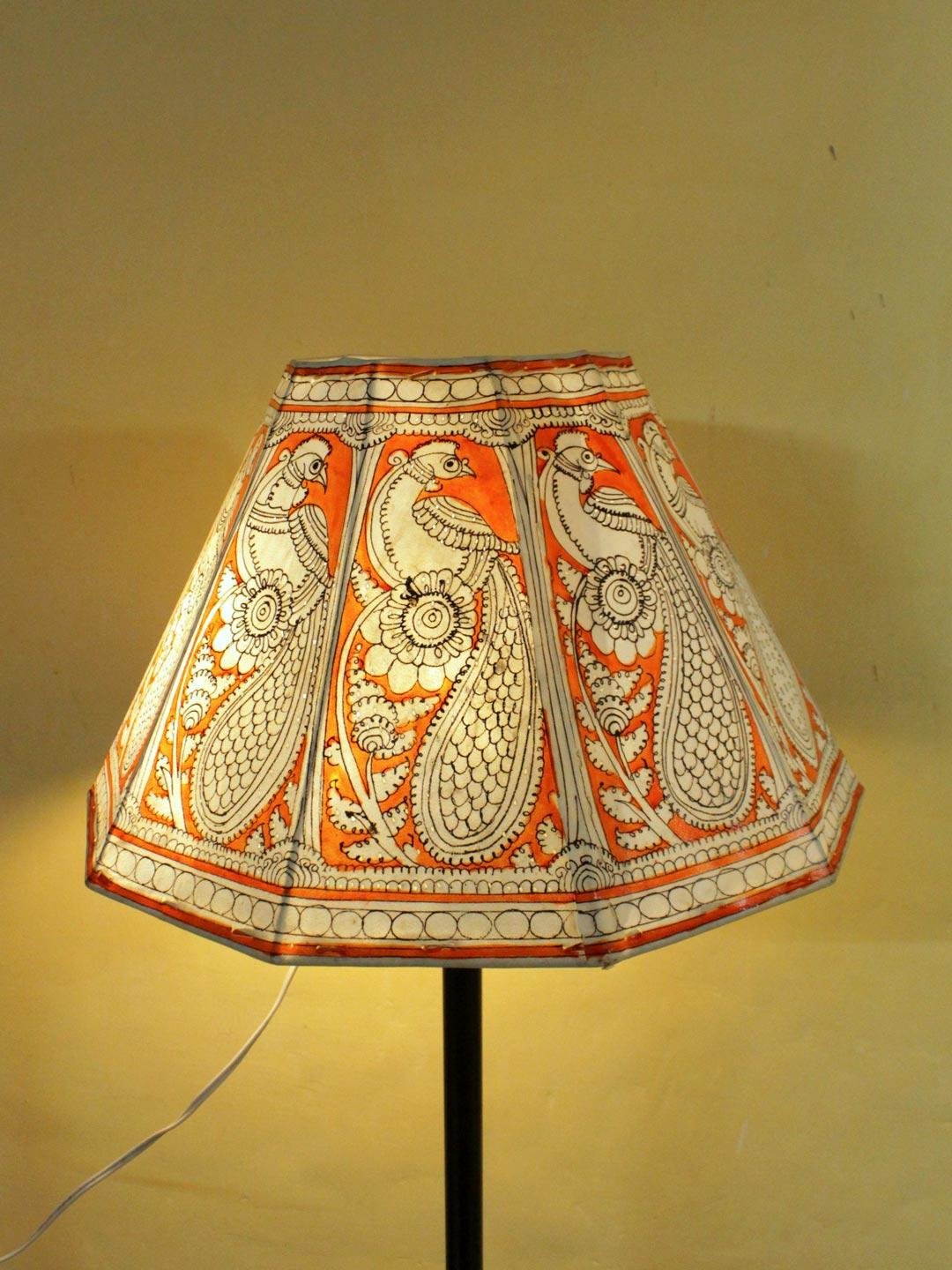 Orange-and-white-Tholu-Bommalata-Lampshade Orange-and-white-Tholu-Bommalata-Lampshade at Shilphaat.com