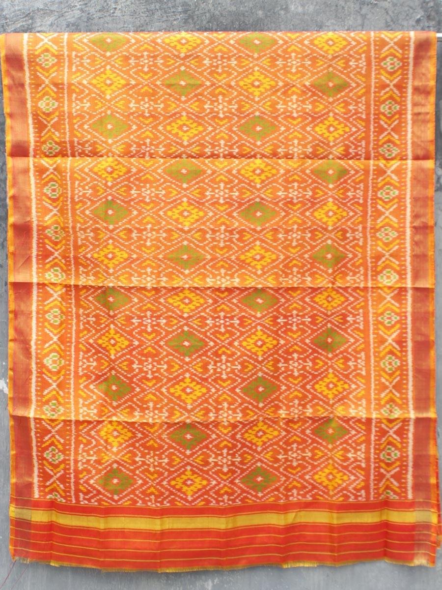 Rust-Orange-handwoven-patan-patola-silk-dupatta Rust-Orange-handwoven-patan-patola-silk-dupatta at Shilphaat.com