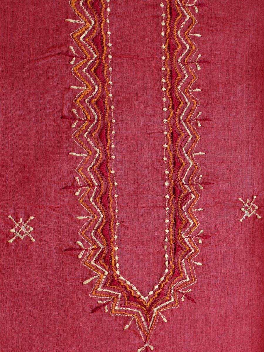 Sindur-Red-gents-tussar-silk-kuta-fabric Sindur-Red-gents-tussar-silk-kuta-fabric at Shilphaat.com