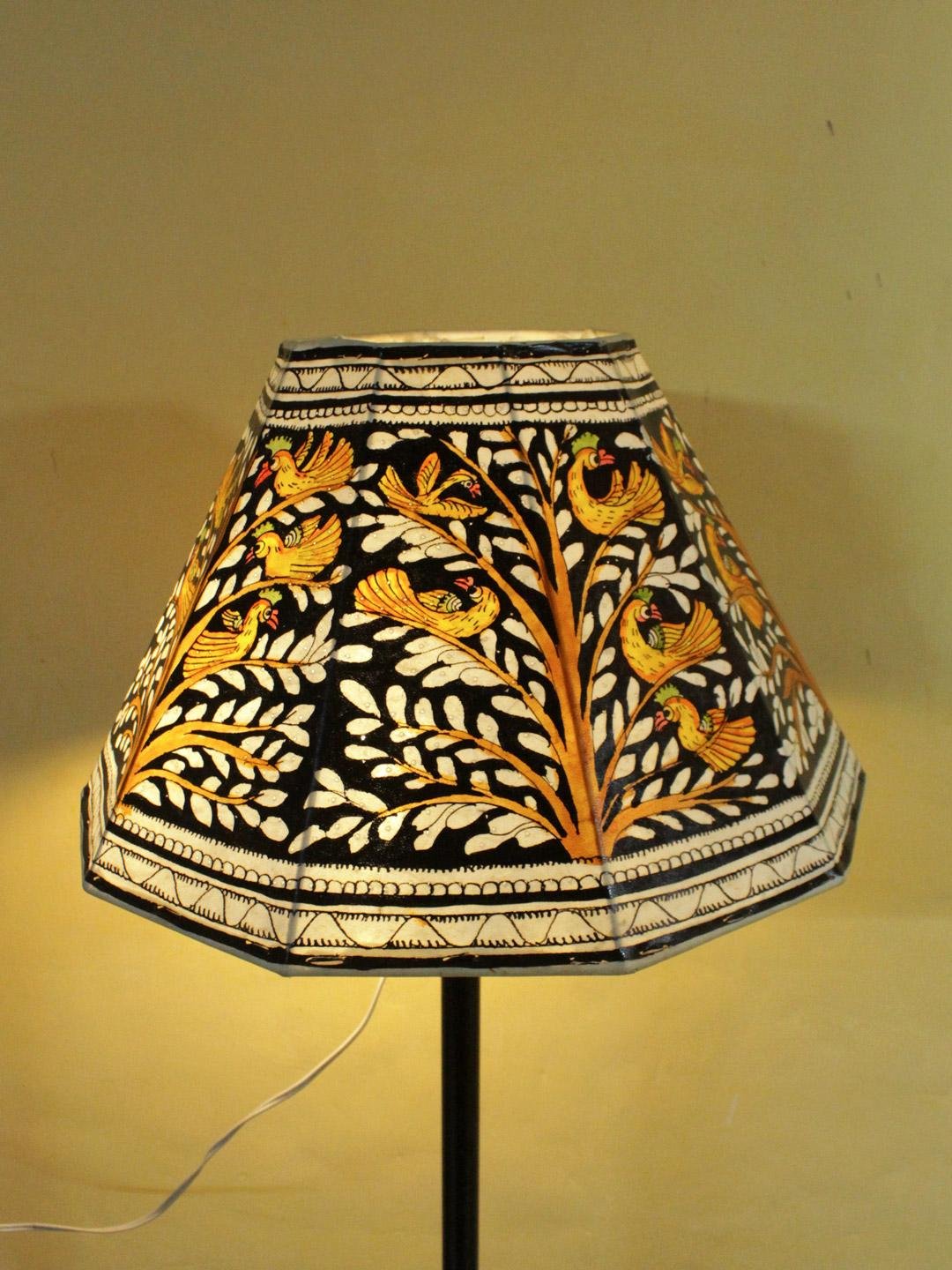 Yellow-Birds-and-Black-Base-Tholu-Bommalata-Lampshade Yellow-Birds-and-Black-Base-Tholu-Bommalata-Lampshade at Shilphaat.com