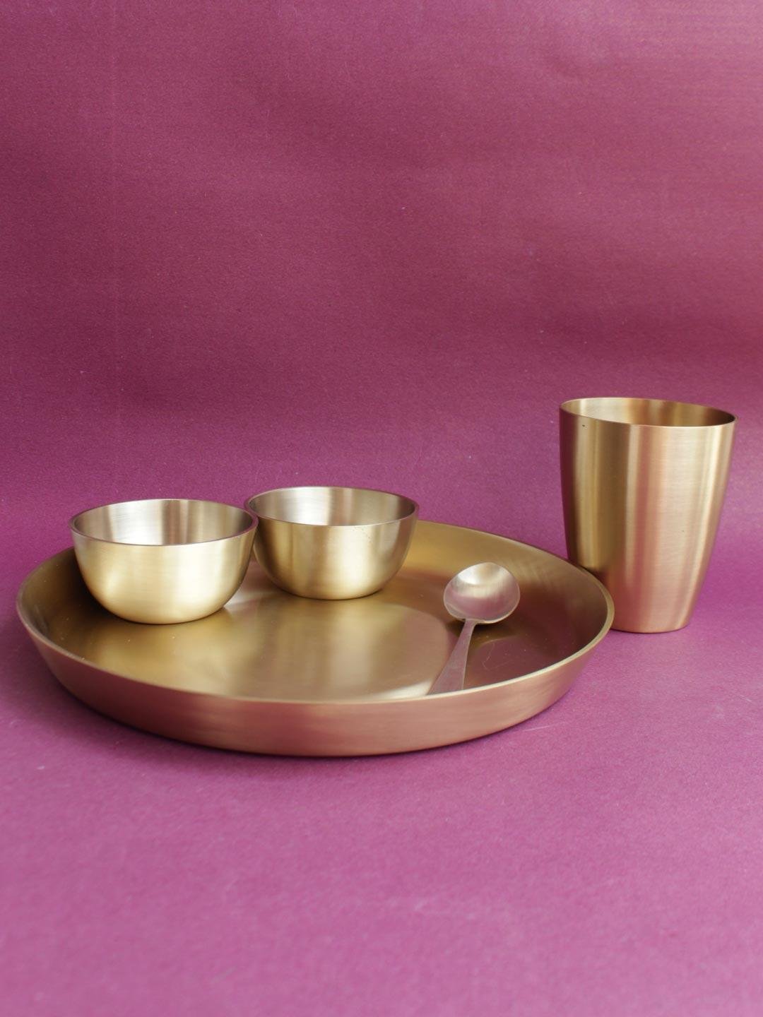 tapered-glass-handcrafted-Brass thali-set-of-5 tapered-glass-handcrafted-Brass thali-set-of-5 at Shilphaat.com