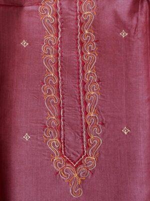 Wine-Red-gents-tussar-silk-kuta-fabric at old.shilphaat.com