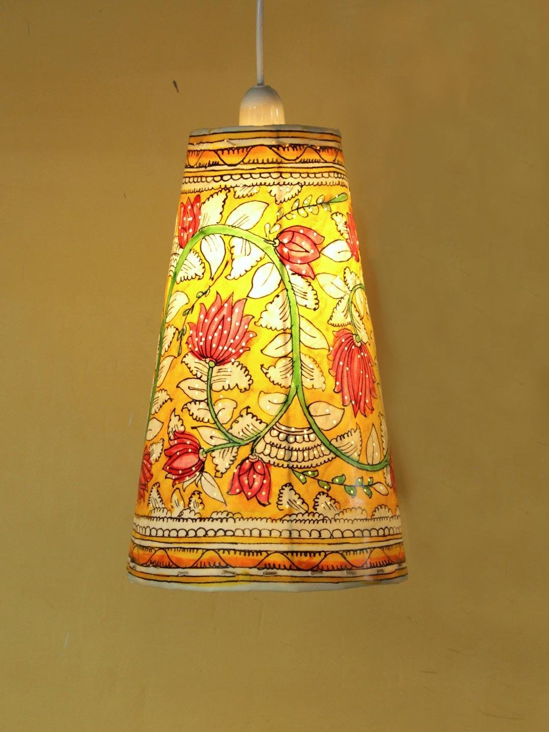 Yellowand-Pink-Lotus-tholu-bommalata-hanging-lamp- Yellow and-Pink-Lotus-tholu-bommalata-hanging-lamp-at Shilphaat.com