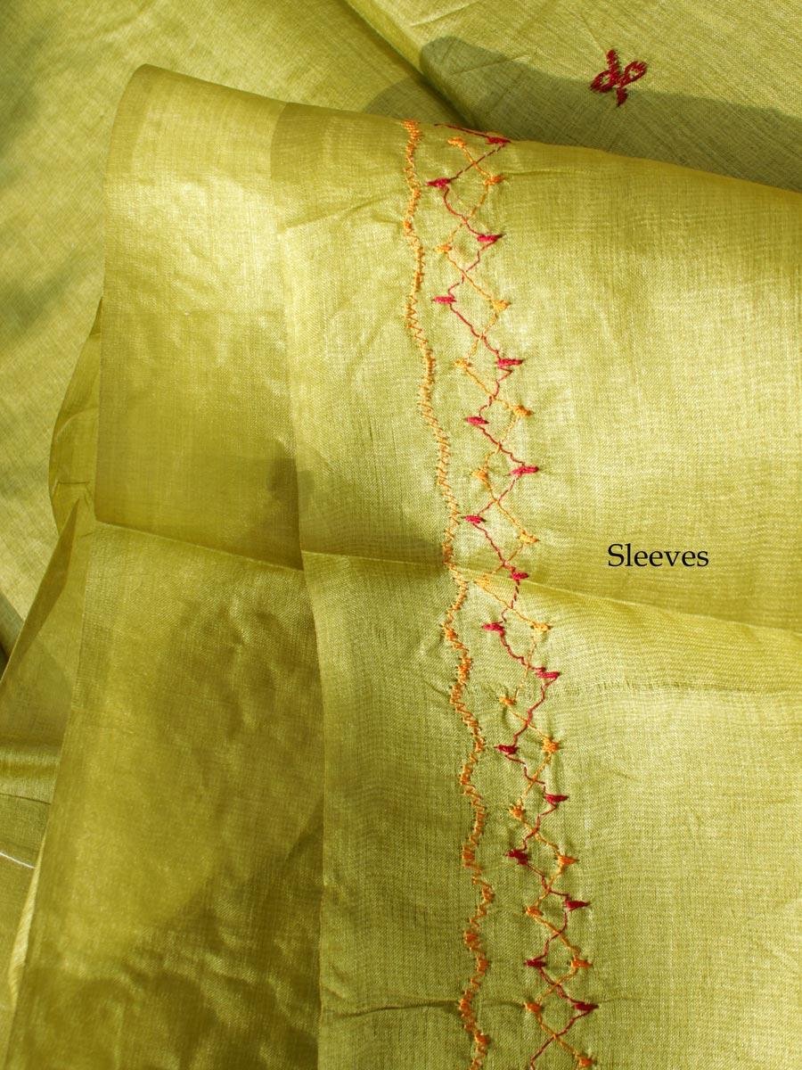 Yellowish-Green-gents-silk-kurta-fabric Yellowish-Green-gents-silk-kurta-fabric at Shilphaat.com