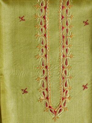 Yellowish-Green-gents-tussar-silk-kuta-fabric at Shilphaat.com