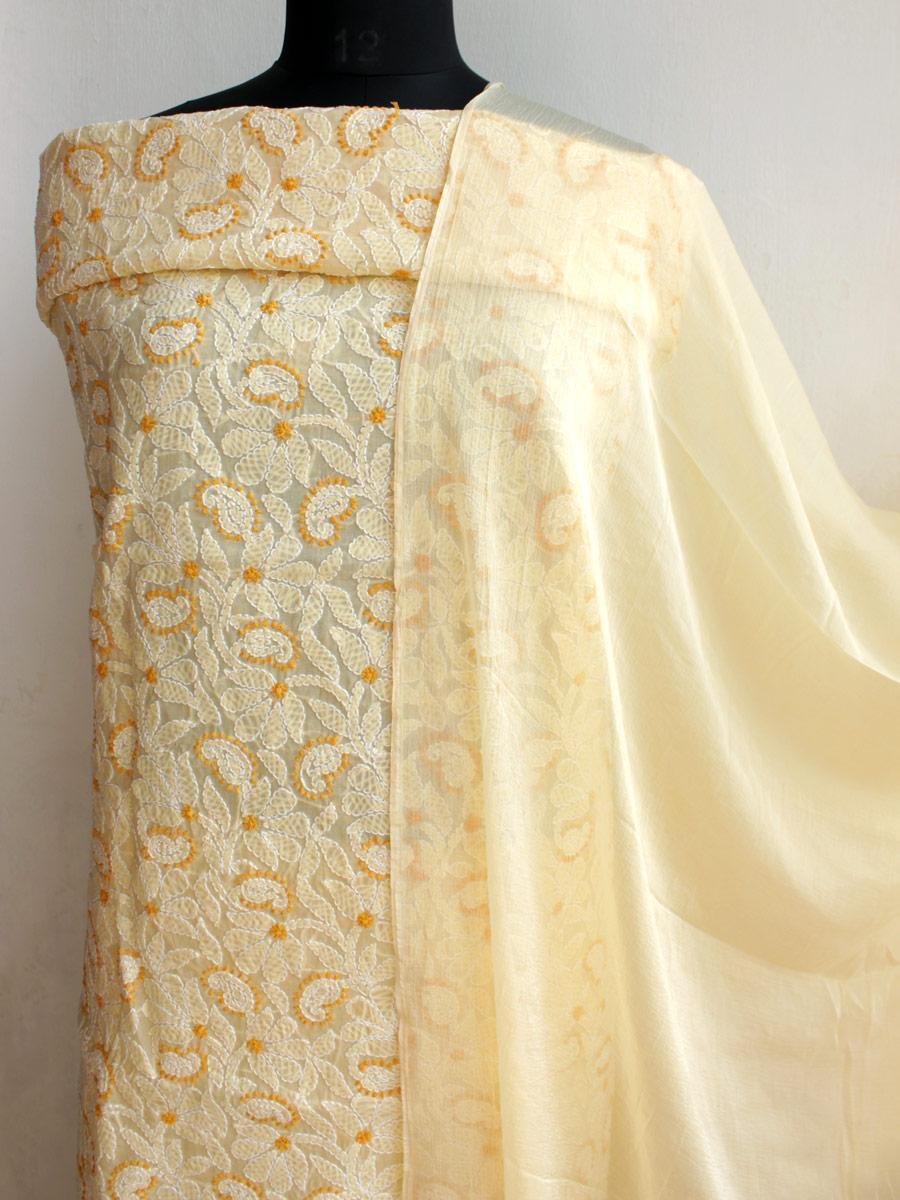Beige-Yellow-chikankari-cotton-3pc-ladies-suit Beige-Yellow-chikankari-cotton-3pc-ladies-suit at Shilphaat.com