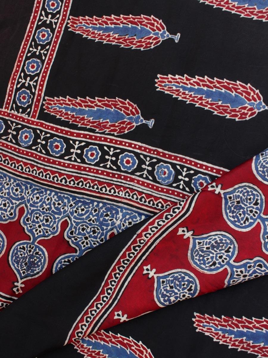 Black-and-red-Modal-silk-Ajrakh-block-printed-scarf Black-and-red-Modal-silk-Ajrakh-block-printed-scarf at Shilphaat.com