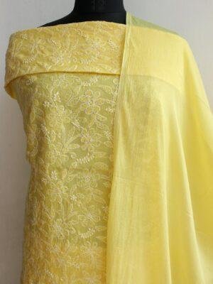 Bright-Yellow-chikankari-cotton-3pc-ladies-suit at Shilphaat.com