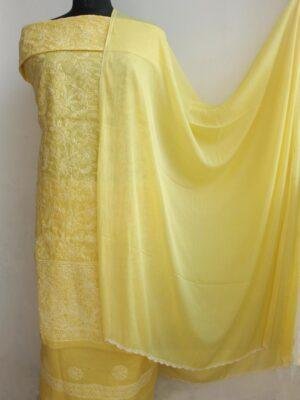 Bright-Yellow-chikankari-cotton-dress-material at Shilphaat.com