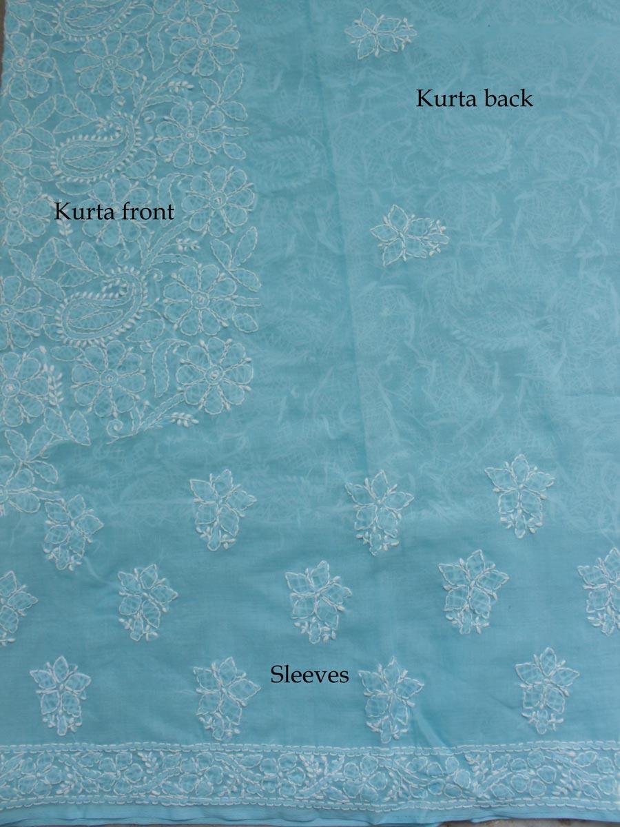Cyan-Blue-chikankri-embroidered-ladies-kurta Cyan-Blue-chikankri-embroidered-ladies-kurta