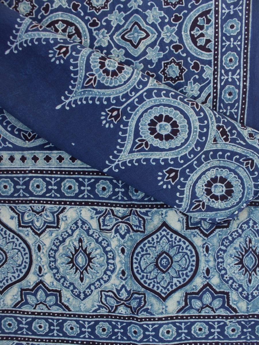 Indigo-Ajrakh-block-printed-cotton-scarf Indigo-Ajrakh-block-printed-cotton-scarf at Shilphaat.com