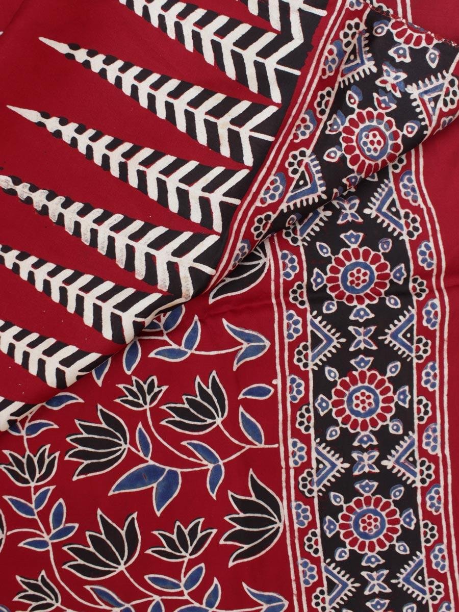 Maroon-Red-Modal-silk-Ajrakh-block-printed-scarf Maroon-Red-Modal-silk-Ajrakh-block-printed-scarf at Shilphaat.com