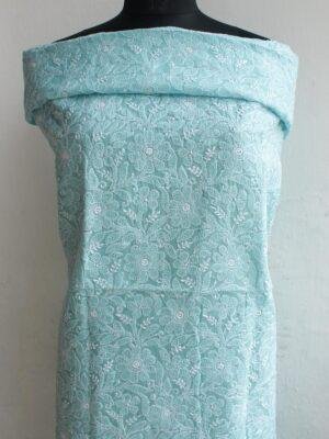 Sea-Blue-cotton-chikankri-kurta-fabric