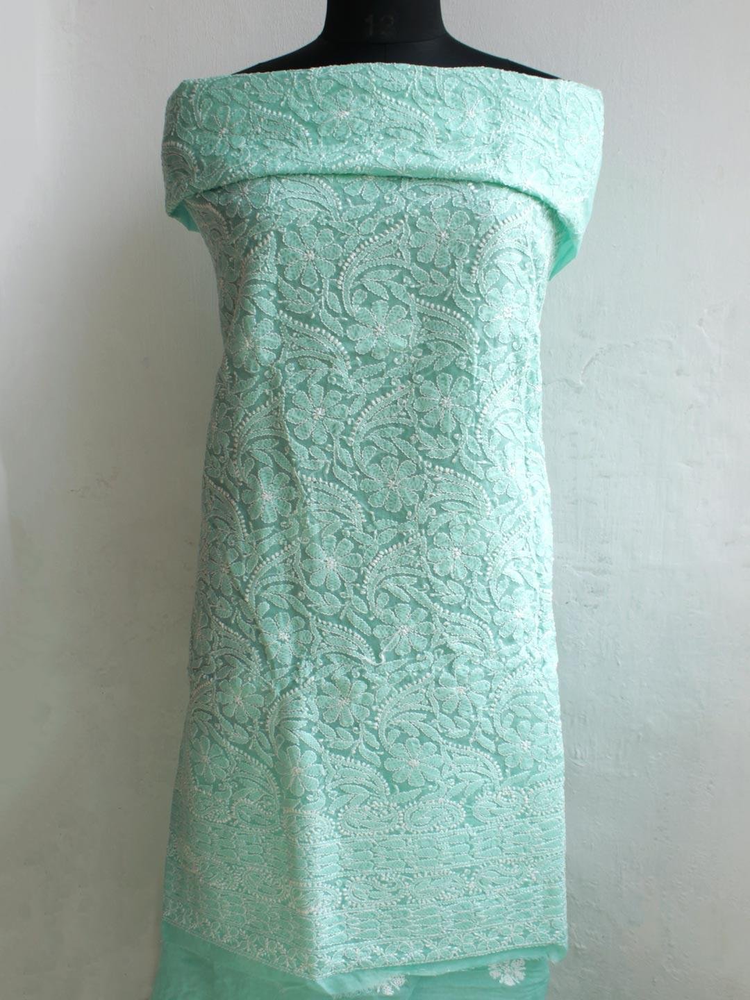 Seafoam-Green-cotton-Chikankari-Kurta-Fabric Seafoam-Green-cotton-Chikankari-Kurta-Fabric at Shilphaat.com