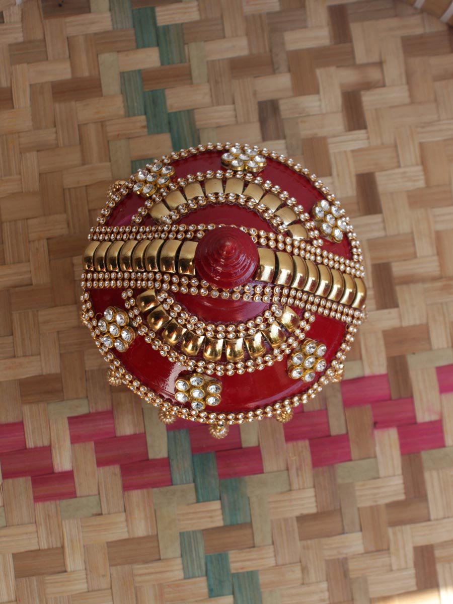 Crystal-Red-velvet-small-wooden-sinhora Crystal-Red-velvet-small-wooden-sinhora at Shilphaat.com