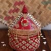 Crystal-and-Roses-small-wooden-sindoor-box at Shilphaat.com
